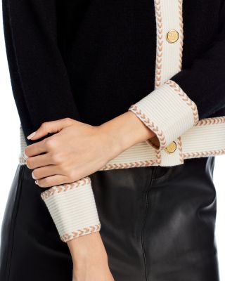 100% Cashmere Contrast Trim Cardigan - Exclusive