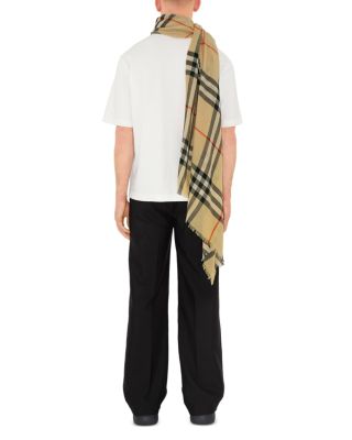Wide Check Lightweight Wool Scarf