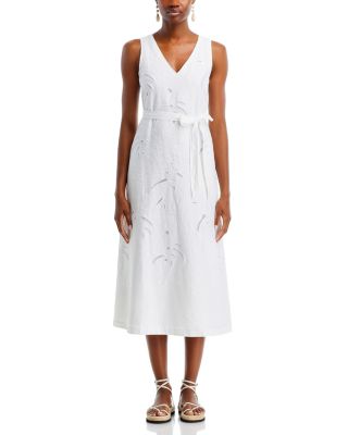 Tommy Bahama Monstera Linen Eyelet Midi Dress | Bloomingdale's
