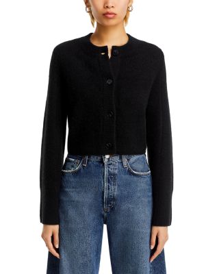 100% Cashmere Cropped Wide Sleeve Crewneck Cardigan - Exclusive