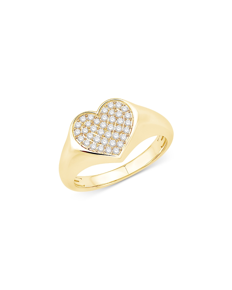 Bloomingdale's Fine Collection Diamond Heart Signet Ring in 14K Yellow Gold, 0.25 tcw