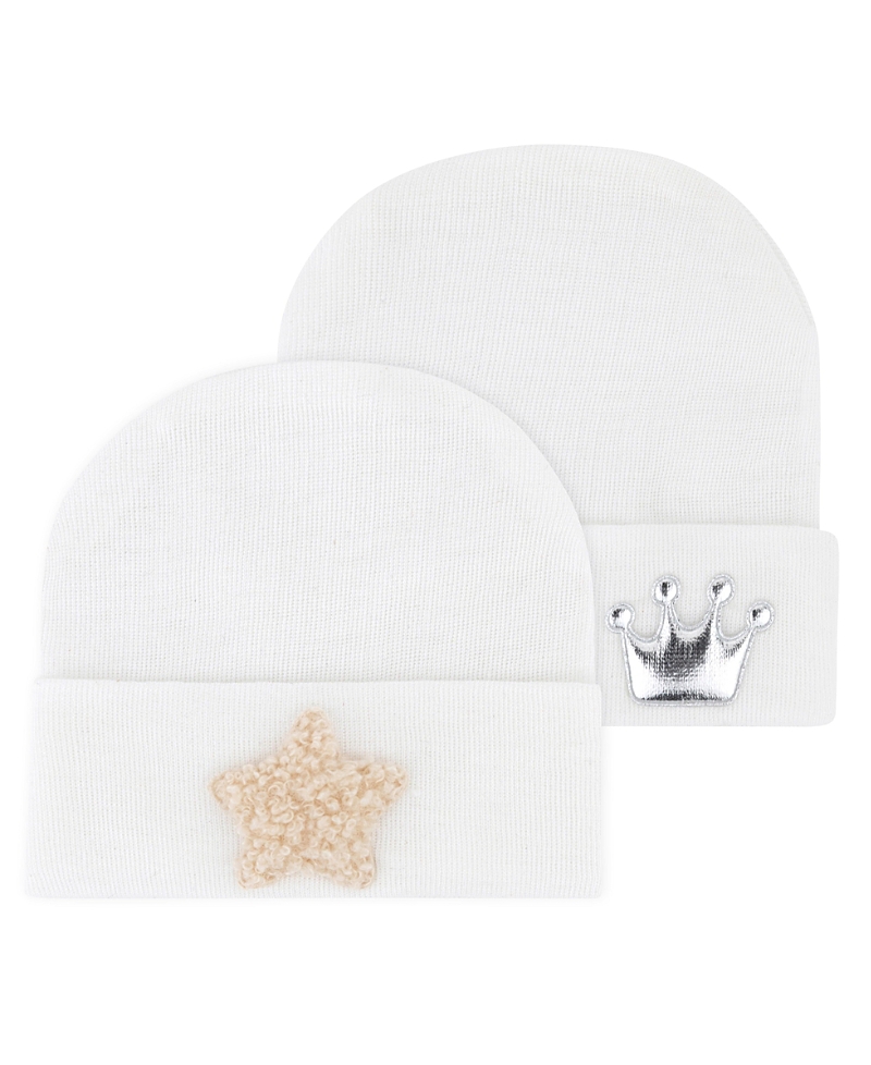 Ely's & Co. Unisex Newborn Hospital Hats, 2 Pack - Baby In White
