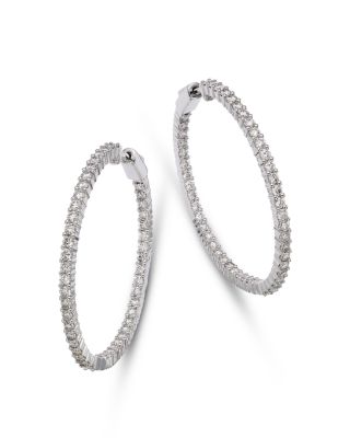 Bloomingdale's Fine Collection - Diamond Inside Out Medium Hoop Earrings in 14K White Gold, 4.0 ct. t.w.