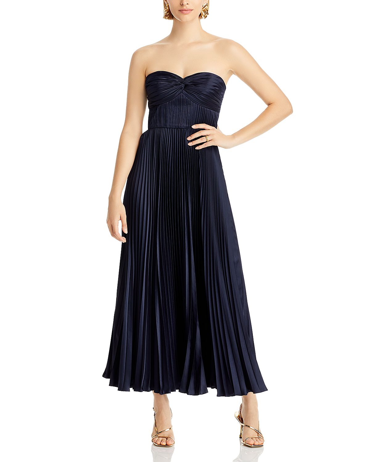 Amur Ruched Bustier Pleated Dress