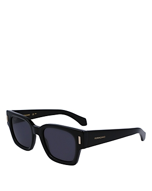 Ferragamo Rivet Square Sunglasses, 52mm In Black/blue Solid