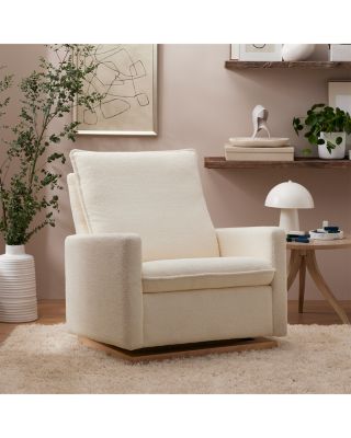 Cali Chantilly Fleece Pillowback Chair and a Half Glider With Light Wood Base