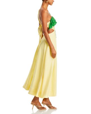 knee length dresses for ladies Palm Tree Cutwork Midi Dress – FARM Rio