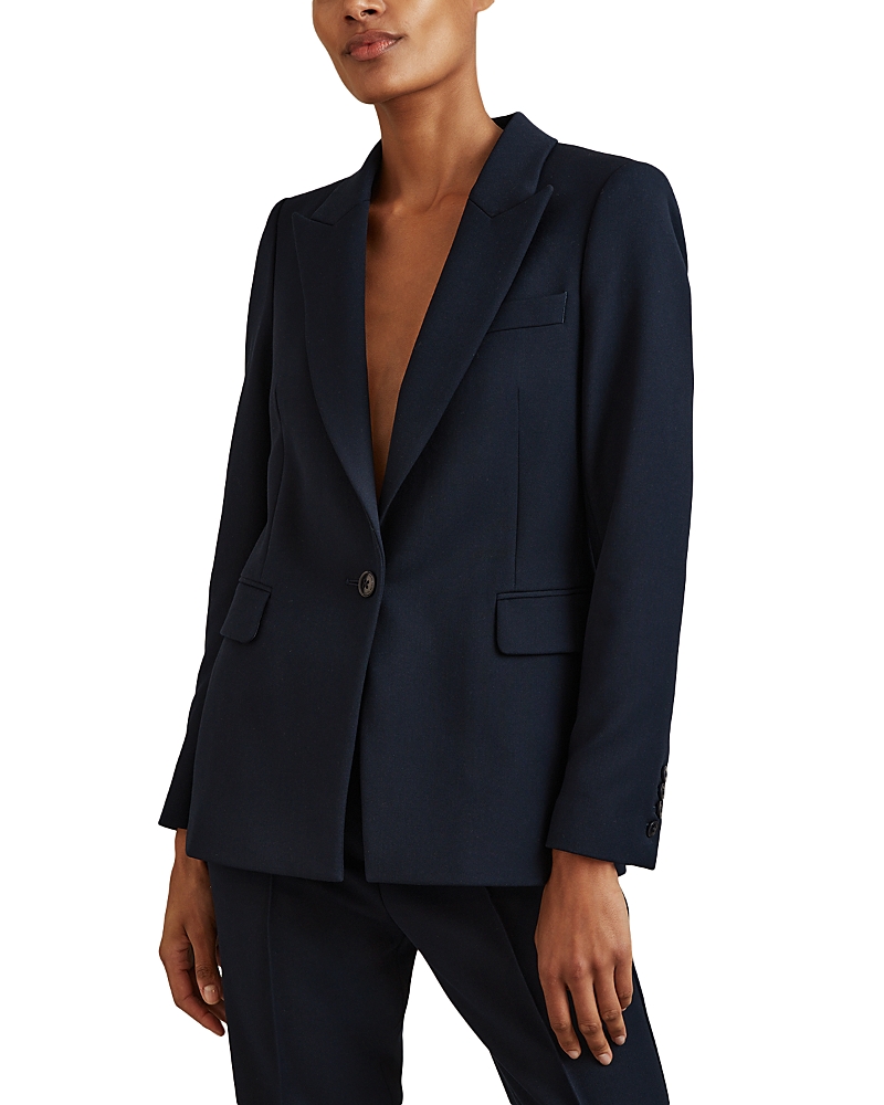 Reiss Gabi - Navy Petite Tailored Single Breasted Suit Blazer, Us 8 In Navy