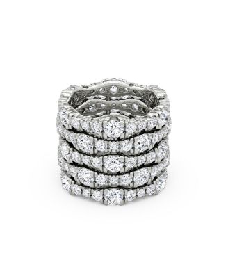 VRAI - 5 Row Pav&eacute; Ring in 14K White Gold, 7.80tw Round Brilliant Lab Grown Diamonds