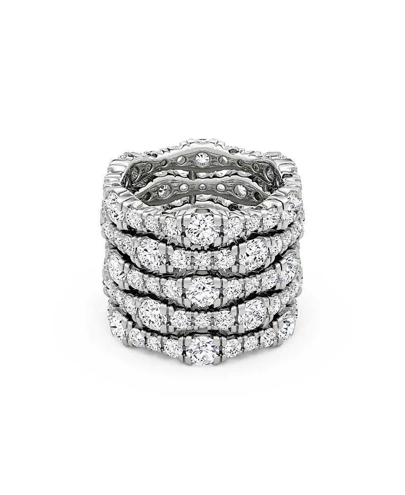 Vrai 5 Row Pave Ring in 14K White Gold, 7.80tw Round Brilliant Lab Grown Diamonds