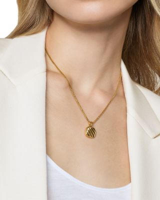 18K Yellow Gold Sculptured Cable Square Locket Pendant