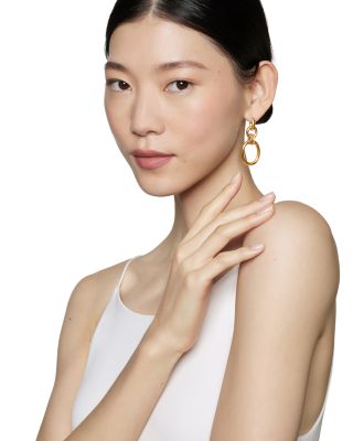 DY Mercer Circular Drop Earrings in Sterling Silver with 18K Yellow Gold and Pav&eacute; Diamonds