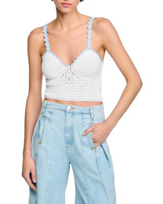 Sandro Victoire Crochet Crop Top