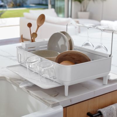 Steel Frame Kitchen Dish Drying Rack with Swivel Spout Drain