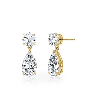 Shop Vrai Signature Lab-grown Diamond Drop Earrings, 1.5ctw Round Brilliant & Pear Lab Grown Diamonds In 14k Gold