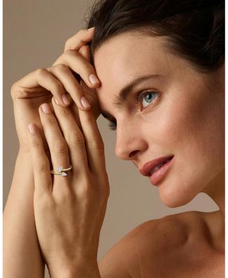 Lab-Grown Diamond Bypass Cuff Ring in 14K Yellow Gold, .32ctw Pear & Trillion Lab Grown Diamonds