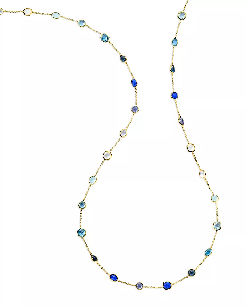 Ippolita 18K Yellow Gold Rock Candy Multi Stone Mixed Cut Station Statement Necklace, 37