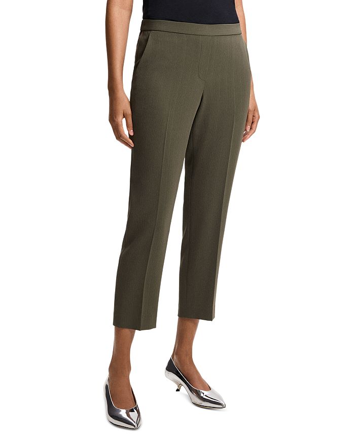 Theory Treeca Cropped Pull On Pants In Dark Olive
