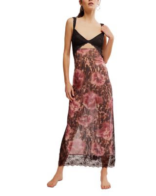 knee length dresses for ladies Flocked Floral Fitted Maxi Dress – Concept Apparel main image 0