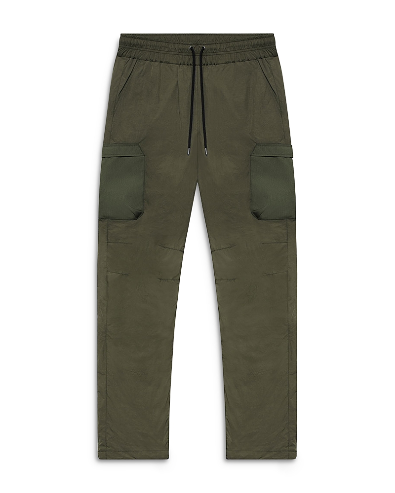 John Elliott Men's High Shrunk Nylon Cargo Pants In Olive