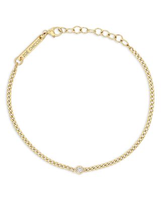 14K Yellow Gold Floating Diamonds Diamond Curb Link Bracelet