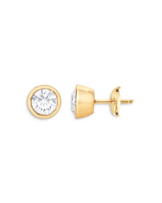 Bloomingdale's Fine Collection - Certified Lab Grown Diamond Bezel Stud Earrings in 18K Yellow Gold, 2.0 ct. t.w.