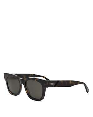 Fendi Diagonal Square Sunglasses, 52mm In Black