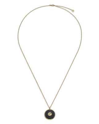 18K Yellow Gold Interlocking Diamond & Black Onyx Pendant Necklace, 27"