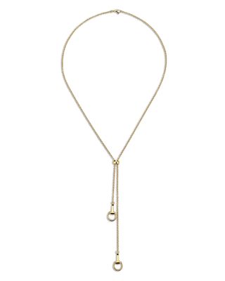 18K Yellow Gold Horsebit Lariat Necklace, 21"