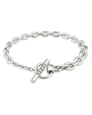 Sterling Silver Horsebit Chain Link Toggle Bracelet