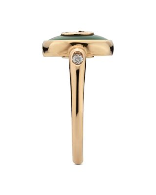 18K Rose Gold Interlocking Green Agate & Diamond Ring