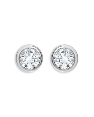 Aqua Cubic Zirconia Bezel Stud Earrings - Exclusive