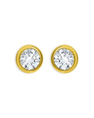 AQUA - Cubic Zirconia Bezel Stud Earrings - Exclusive