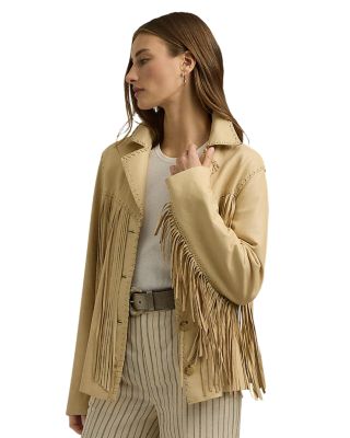 Ralph Lauren - Fringe Trim Leather Shirt Jacket