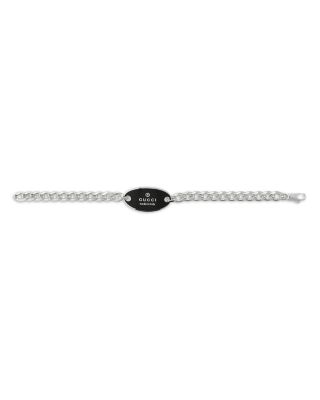 Sterling Silver Trademark Black Enamel Link Bracelet