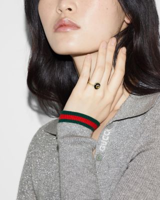 18K Yellow Gold Interlocking Diamond & Black Onyx Ring