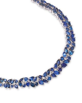 Sapphire & Diamond Statement Necklace in 14K White Gold, 17"
