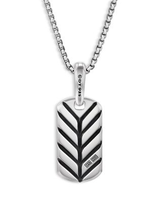 Men's Chevron Tag in Sterling Silver with American Turquoise, 21mm
