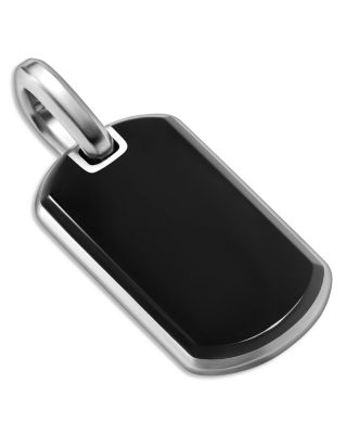 Men's Chevron Tag in Sterling Silver with Black Onyx, 27mm