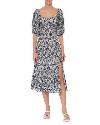 knee length dresses for ladies Sofia Midi Dress Teal Ikat - Fair Trade Dresses