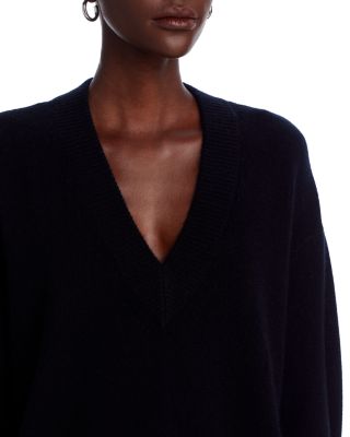 100% Cashmere Drop Shoulder V Neck Sweater - Exclusive