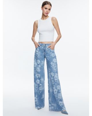 Alice and Olivia Trish Low Rise Baggy Jeans in Lotus Flower