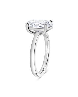 Certified Lab Grown Diamond Oval Solitaire Engagement Ring in 18K White Gold, 3.50 tcw