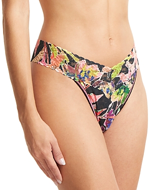 Shop Hanky Panky Original-rise Printed Lace Thong In Unapologetic