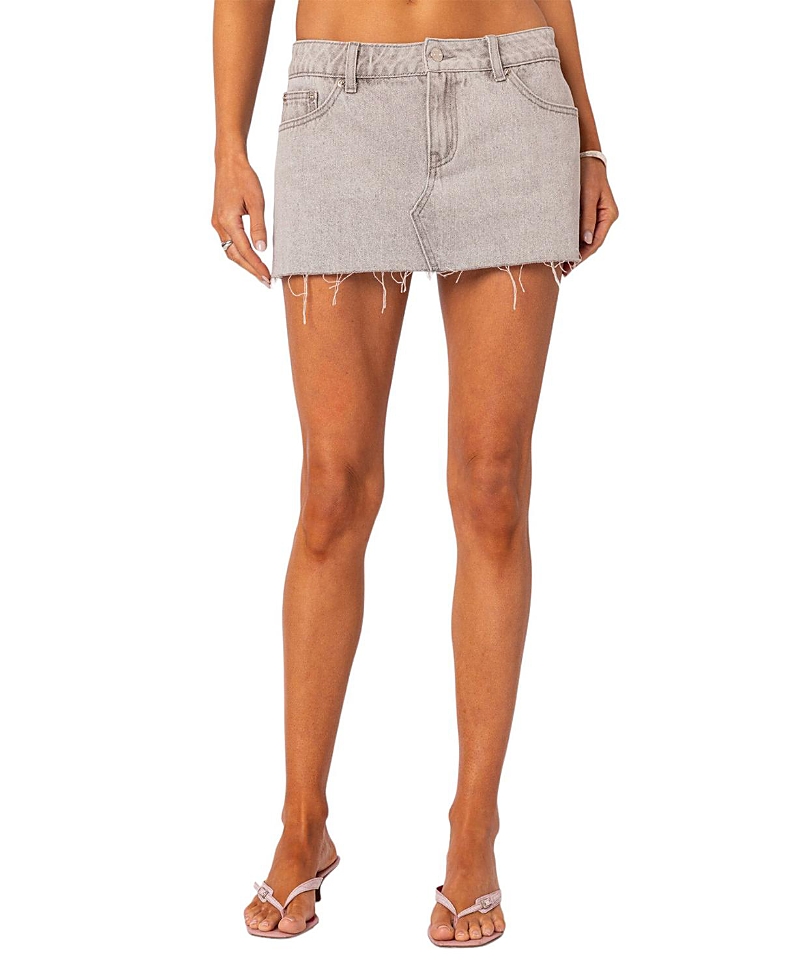 Edikted Micah Denim Mini Skirt In Light Gray