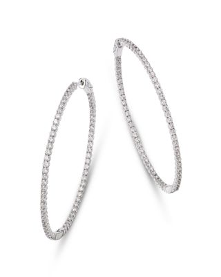 Bloomingdale's Fine Collection Diamond Oval Inside Out Large Hoop Earrings in 14K White Gold, 3.0 ct. t. w.