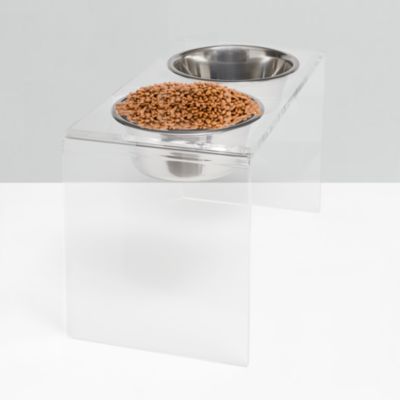 Tall Double Bowl Pet Feeder with Metal Bowls