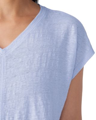 Linen V Neck Boxy Tee