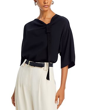 Jason Wu Collection Draped Boatneck Top In Black