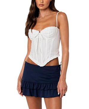Shop Edikted Greca Striped Poplin Corset In White And Blue